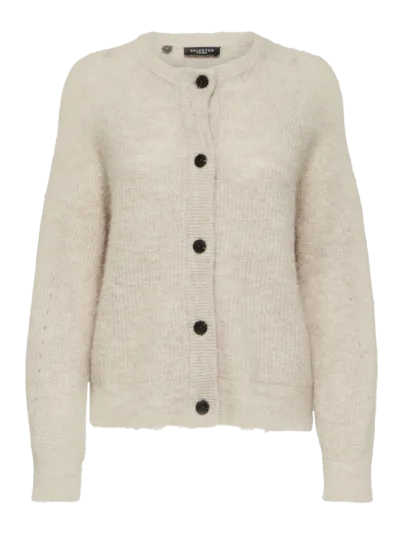 Selected SLFLULU Knit Cardigan Snow White