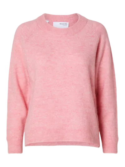 Selected SLFLulu LS knit o-Neck Mauve/Melange