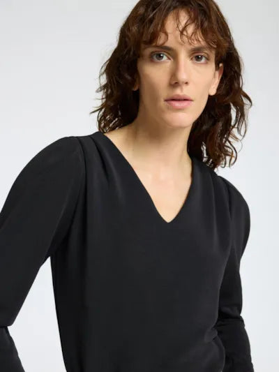 Selected SLFFenja LS V-Neck Top Black